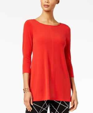 Alfani Scoop-Neck 3/4-Sleeve Tunic Red M