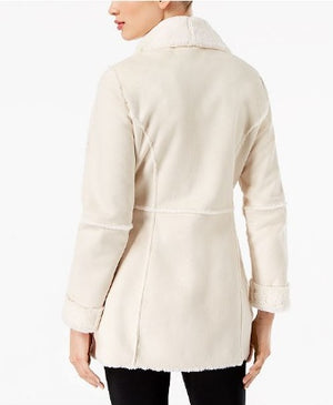 INC International Concepts Petite Faux Suede Draped Jacke Washed White PM
