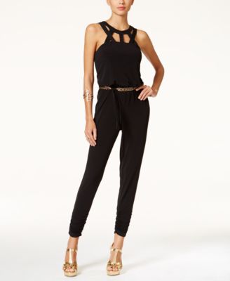 Thalia Sodi Cutout-Yoke Jumpsuit Deep Black XL