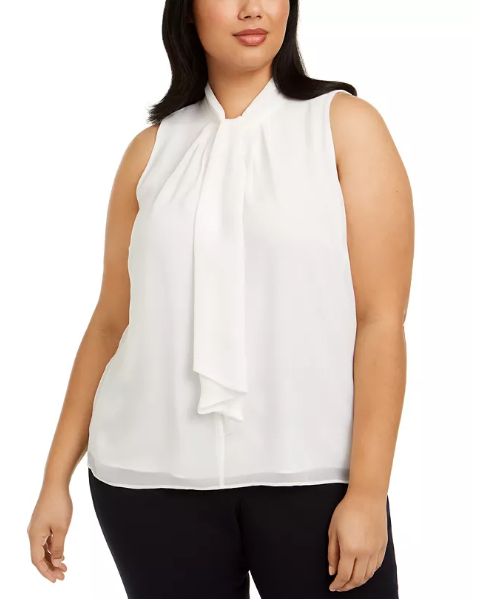 Calvin Klein Plus Size Ruffle-Front Blouse Size 2X