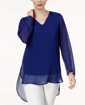 Alfani Printed High-Low Tunic Andromeda Dark Blue S