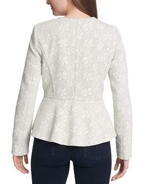DKNY Floral-Print Zip-Up Peplum Jacket Size 12
