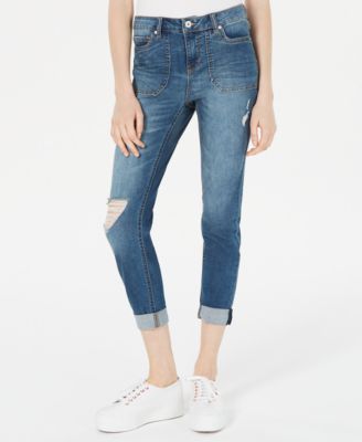 Vanilla Star Juniors Ripped Skinny Utility Jeans