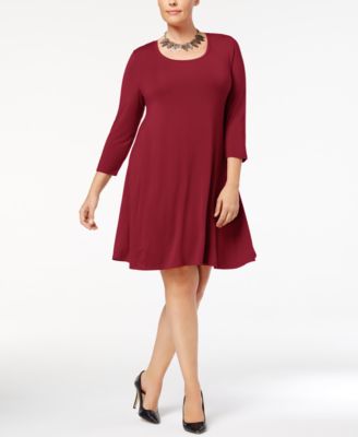 Style & Co Plus Size Scoop Neck Swing Dress Red 3X