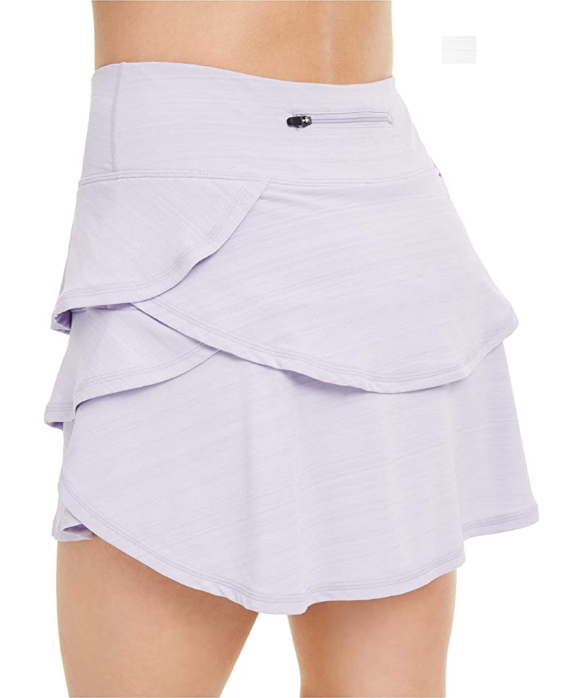 Ideology Performance Solid Color Tiered Athletic Skort Black