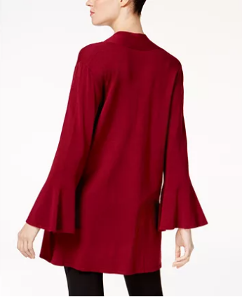 Alfani Bell-Sleeve Open Cardigan Malbec