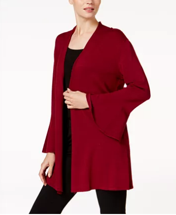 Alfani Bell-Sleeve Open Cardigan Malbec