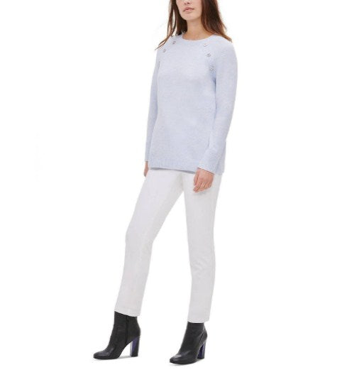 Calvin Klein Button-Detail Crewneck Sweater Size XS (Check Color)