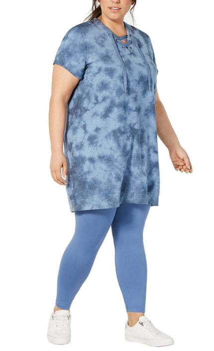 Ideology Plus Size Tie Dyed Lace-Up Tunic