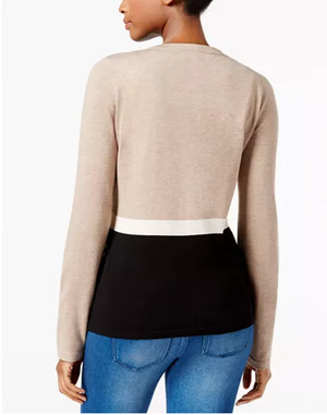 Karen Scott Petite Color-blocked Cardigan, Intrepid Blue