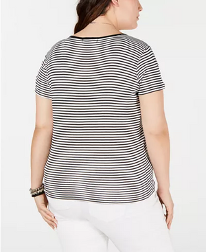 Planet Gold Trendy Plus Size Striped T-Shirt Size 3X