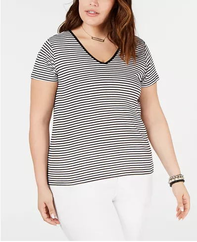 Planet Gold Trendy Plus Size Striped T-Shirt Size 3X