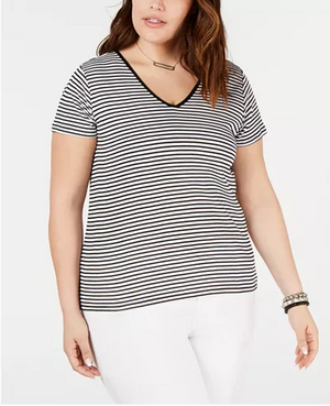 Planet Gold Trendy Plus Size Striped T-Shirt Size 3X