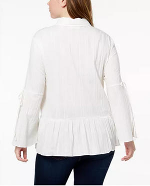 Style Co Plus Size Cotton Bell-Sleeve P Winter White Multiple Sizes