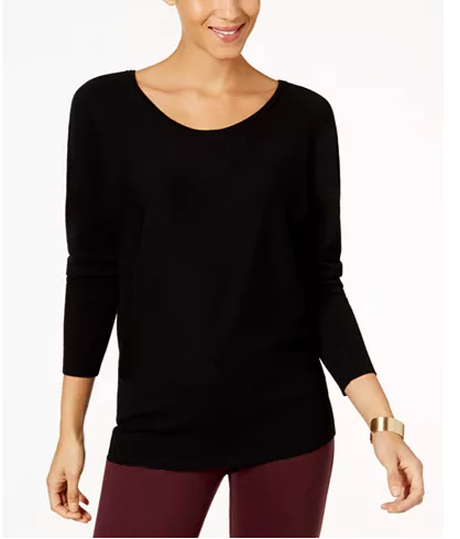Thalia Sodi Laced-Back Sweater Deep Black XL