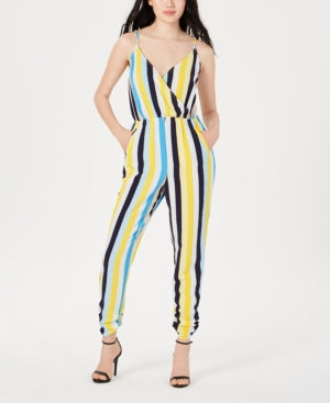 Material Girl Juniors' Printed Ruched-Hem Faux-Wrap Jumpsuit Size S WRONG PHOTO