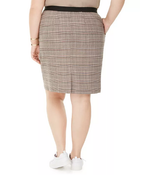 Bar III Trendy Plus Size Plaid Pencil Skirt Size 18W