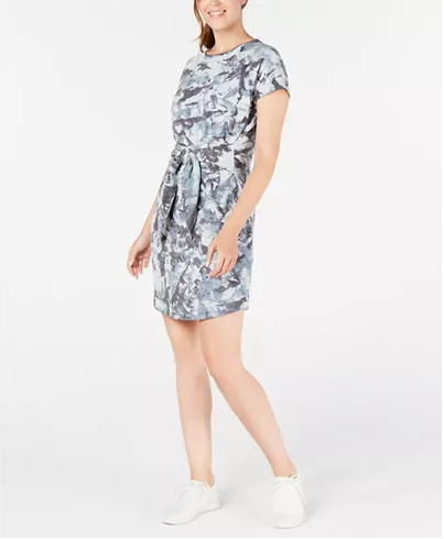 Ideology Printed Tie-Front T-Shirt Dress