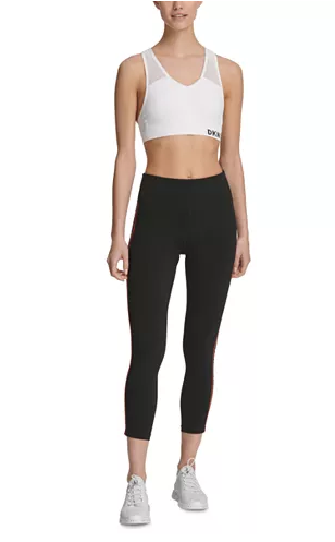 DKNY Sport Logo High-Waist Cropped Leggings Size L