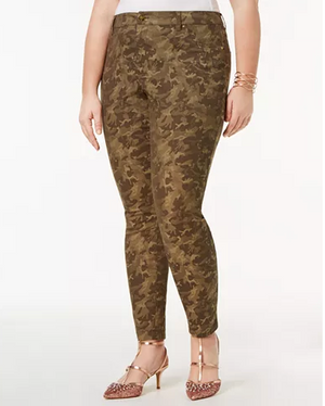 INC International Concepts Plus Size Camo-Print Jacquard Olive Camo