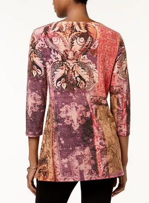 JM Collection Petite Patterned Metallic-Knit Tupelo Tapestry PXS