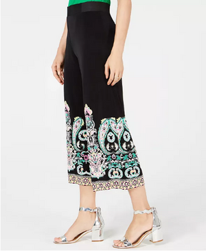 I.n.c. Printed Cropped Wide-Leg Pants, Bl Budah Paisly S