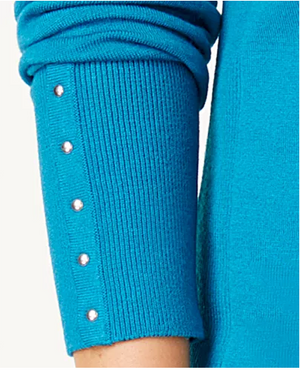 JM Collection Rivet-Detail Sweater Willow Brown L