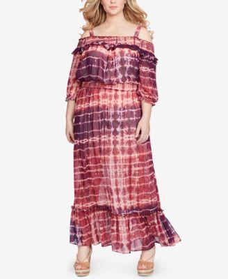 Jessica Simpson Trendy Plus Size Dahlia Maxi D Plum Everflow Tiedye 2X