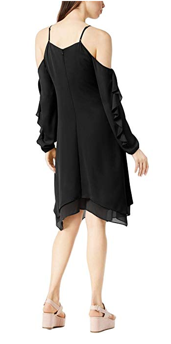 Bar III Womens Cold Shoulder Asymmetric Cocktail Dress Black XL