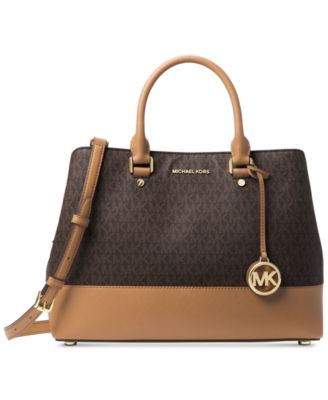 Michael Kors Signature Savannah Large Satch BrownAcornGold