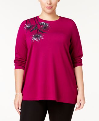 Alfani Plus Size Sequined Sweater Mod Magenta 1X – Twentyonemillions
