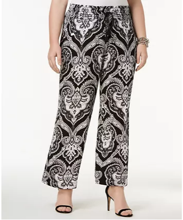 INC International Plus Size Printed Wide-Leg Pan Prancing Paisley 1X