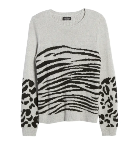 Lucky Brand Mixed Animal-Print Sweater