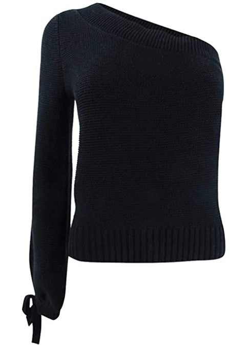 Bar III Becca Tilley x One-Shoulder Volume Sleeve Sweater Size S