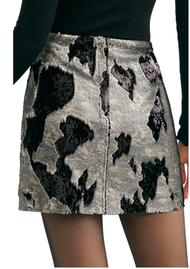 FREE PEOPLE Skinny Sequin Miniskirt