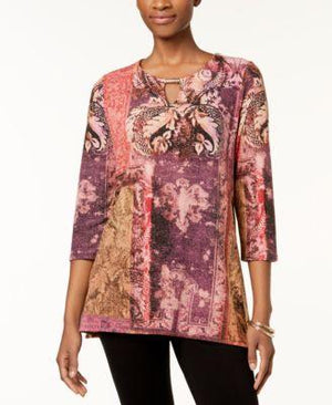 JM Collection Petite Patterned Metallic-Knit Tupelo Tapestry PXS