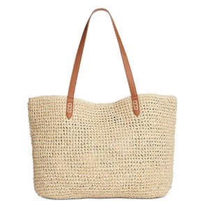 INC Tropical Straw Tote - Sea/Natural