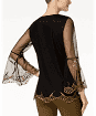 Alfani Embroidered Illusion Top Deep Black M
