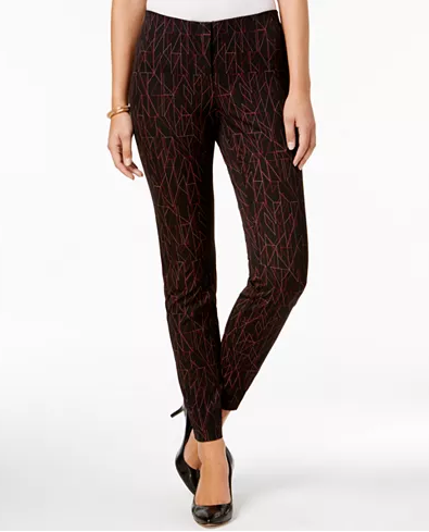 Alfani Petite Printed Skinny Pants Graphic Lines 10P