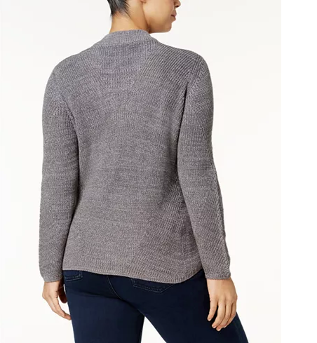 INC International Plus Size Lace-Up-Neck Sweater Medium Heather 3X