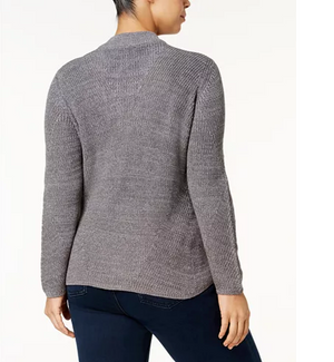 INC International Plus Size Lace-Up-Neck Sweater Medium Heather 3X