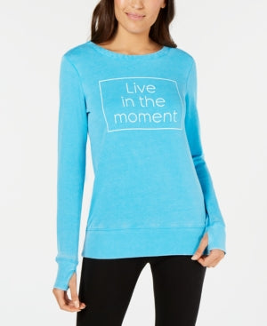 Live In The Moment Graphic Strappy-Back Top Coastal Aqua S