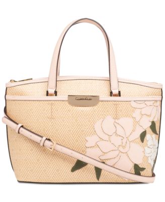 Calvin Klein Lola Large Satchel Natural FloralGold