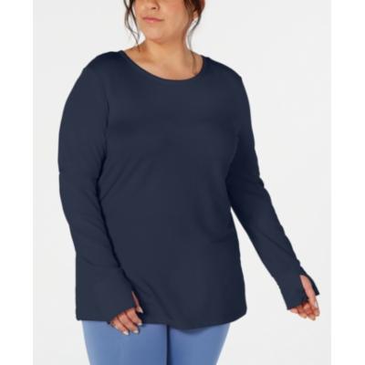 Ideology Plus Size Crochet-Back Top Indigo Sea