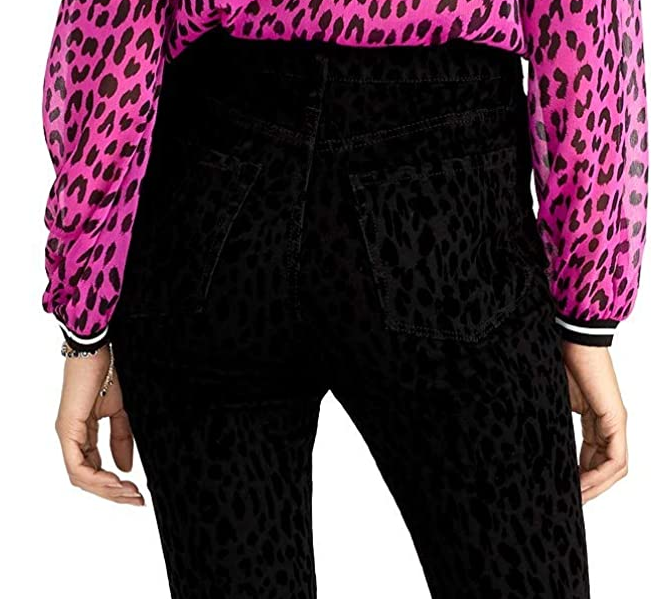 RACHEL Rachel Roy Velvet Animal-Print Skinny Leg Pants