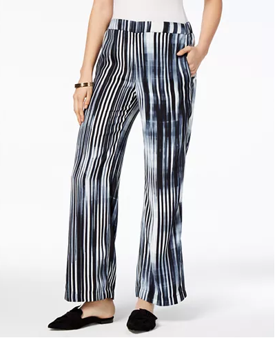 Bar III Mirage Striped Wide-Leg Pants Mirage Stripe XXL