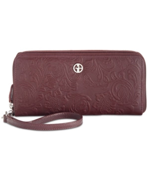 Giani Bernini Sandalwood Tooled Zip-Around W Oxblood