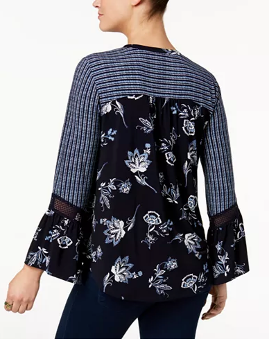 Style Co Petite Mixed-Print Blouse Floating Garden PL