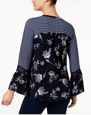 Style Co Petite Mixed-Print Blouse Floating Garden PL
