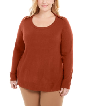 Karen Scott Plus Size Button-Shoulder Sweater Size 1X